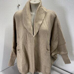 Saachi Women’s Open Front Oversized Cardigan Sweater – Beige – One Size